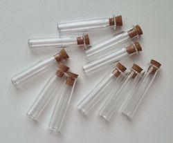 10 st små glasflaskor med kork, flaskor miniatyrer glasrör (4,1 x 1 cm)