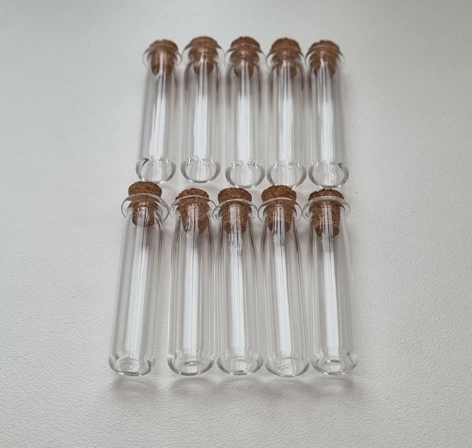 10 st små glasflaskor med kork, flaskor miniatyrer glasrör (4,1 x 1 cm)