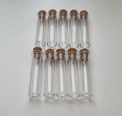 10 st små glasflaskor med kork, flaskor miniatyrer glasrör (4,1 x 1 cm)