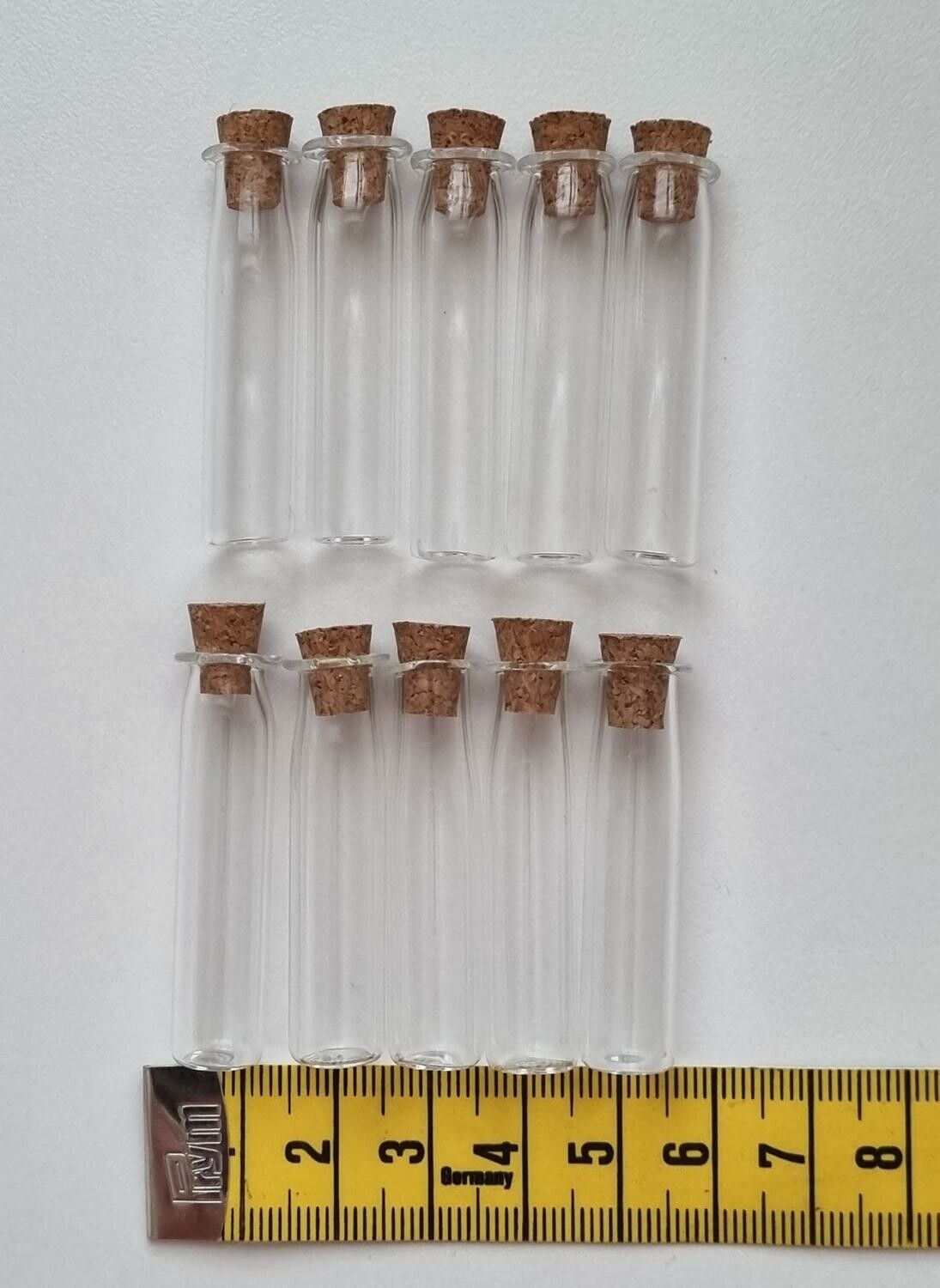 10 st små glasflaskor med kork, flaskor miniatyrer glasrör (4,1 x 1 cm)