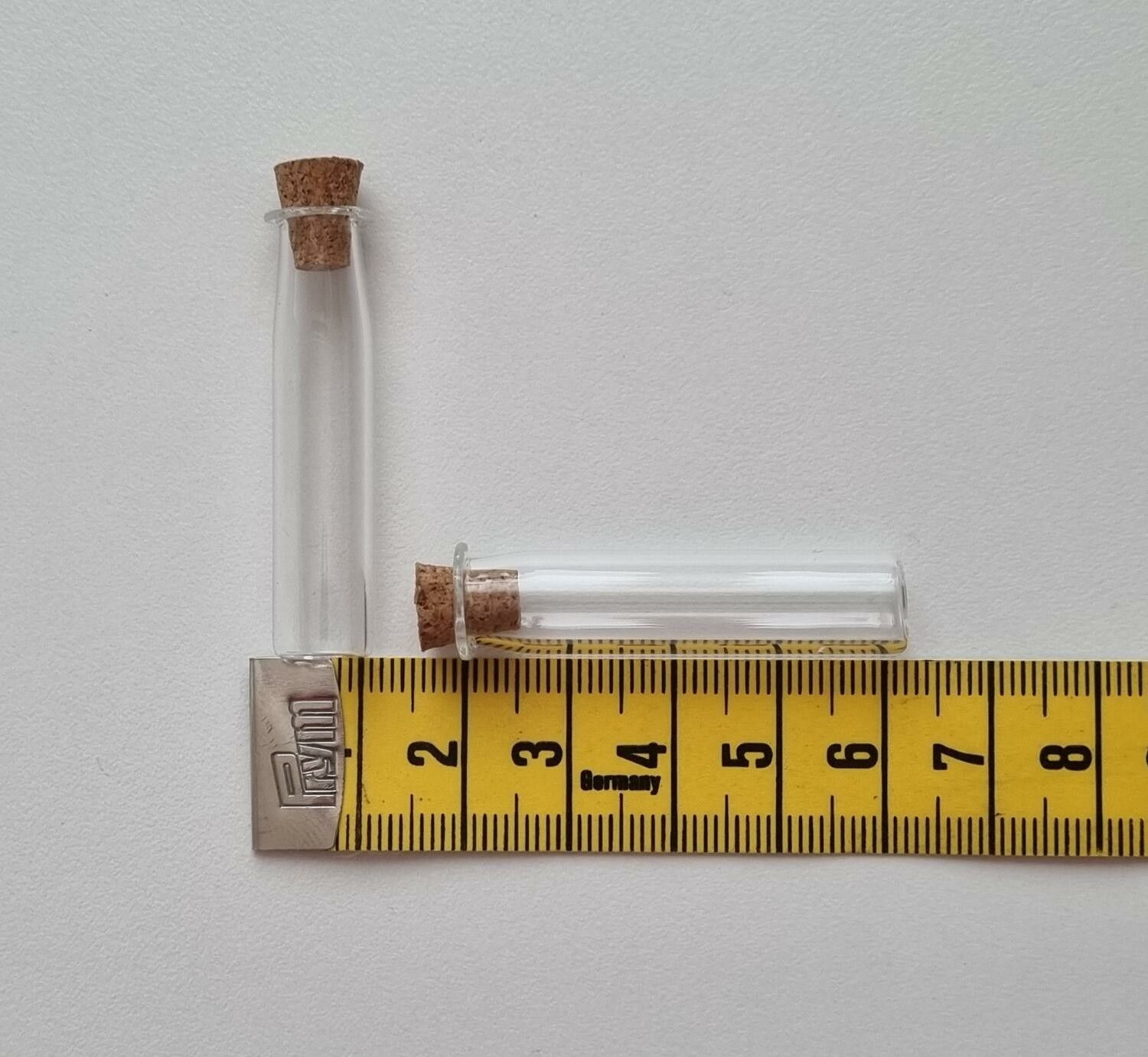 10 st små glasflaskor med kork, flaskor miniatyrer glasrör (4,1 x 1 cm)