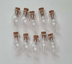10 st små glasflaskor med kork, flaskor miniatyrer glasburkar (3 x 1,4 cm)