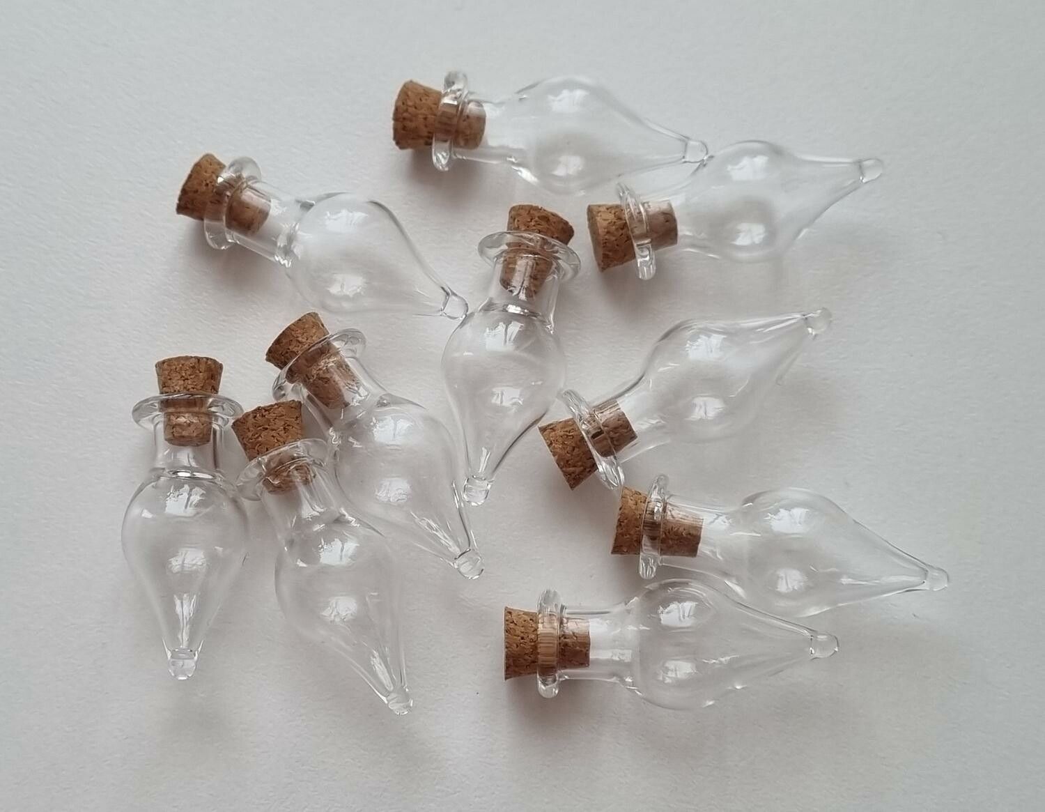 10 st små glasflaskor med kork, flaskor miniatyrer glasburkar (3,4 x 1,4 cm)
