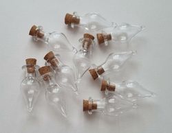 10 st små glasflaskor med kork, flaskor miniatyrer glasburkar (3,4 x 1,4 cm)