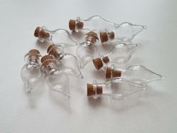 10 st små glasflaskor med kork, flaskor miniatyrer glasburkar (3,4 x 1,4 cm)
