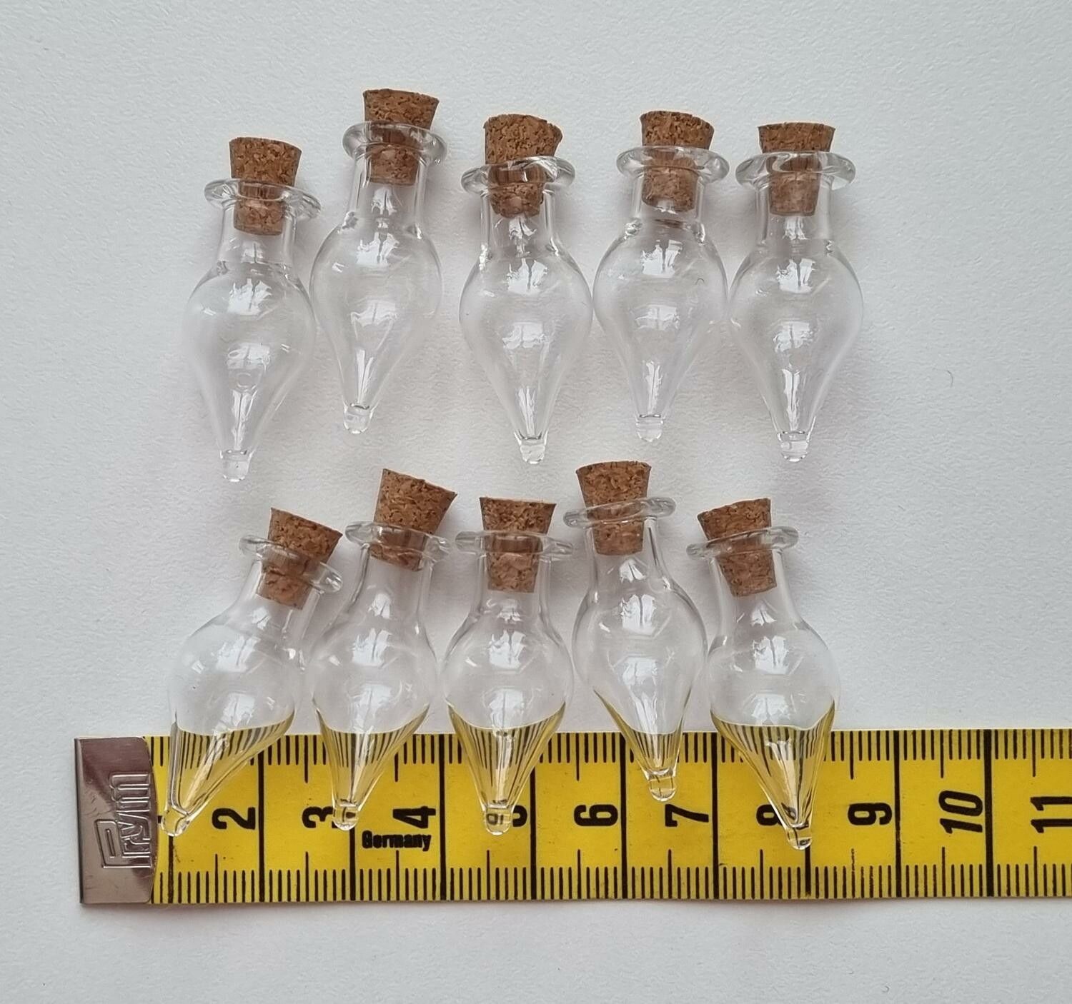 10 st små glasflaskor med kork, flaskor miniatyrer glasburkar (3,4 x 1,4 cm)