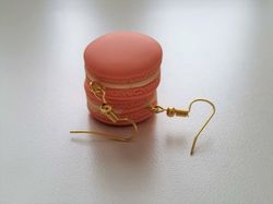 Örhängen Macarons i polymerlera (Rosa/vit)