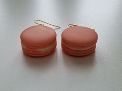 Örhängen Macarons i polymerlera (Rosa/vit)