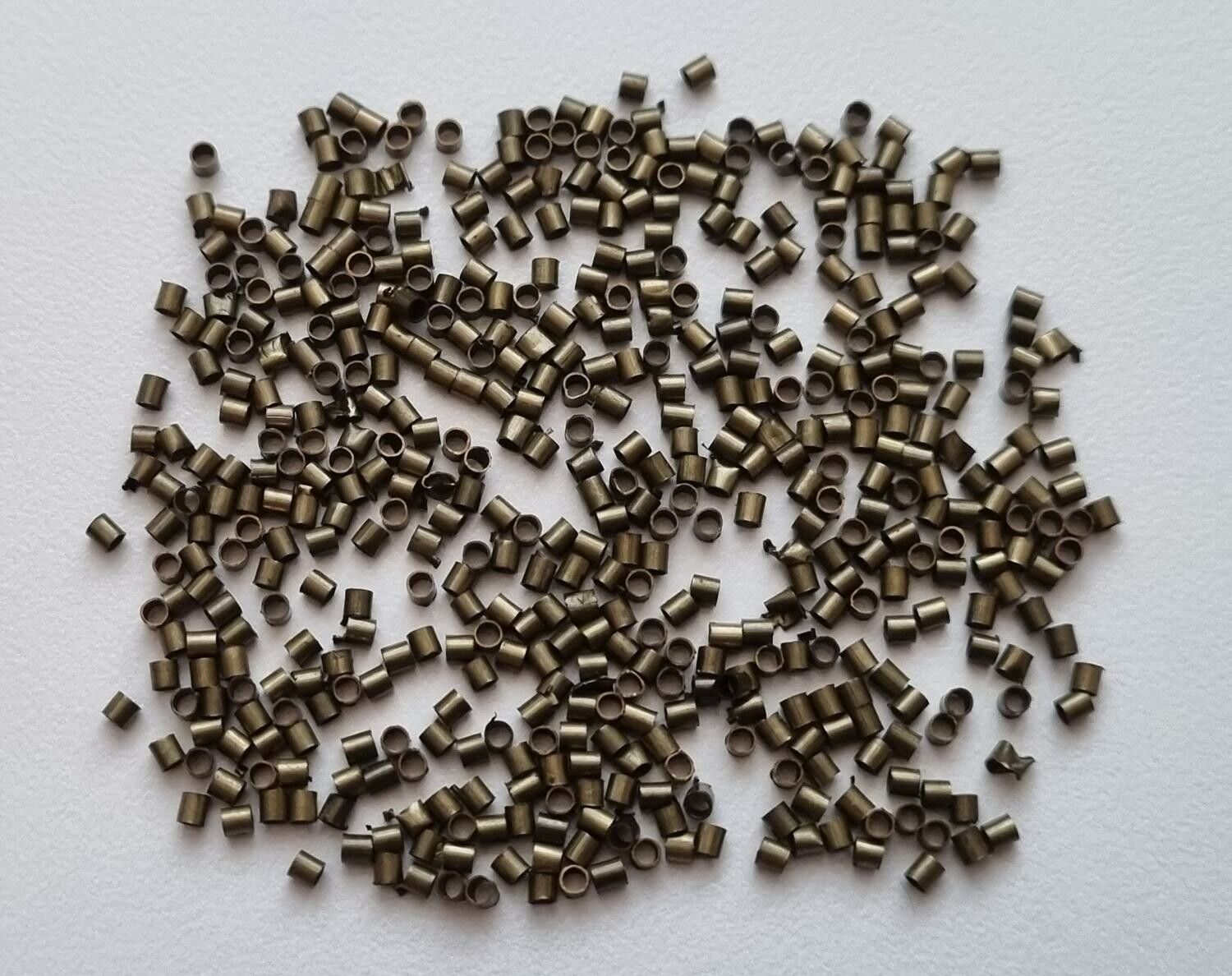 450 st bronsfärgade klämpärlor, crimp beads (1,5 mm)
