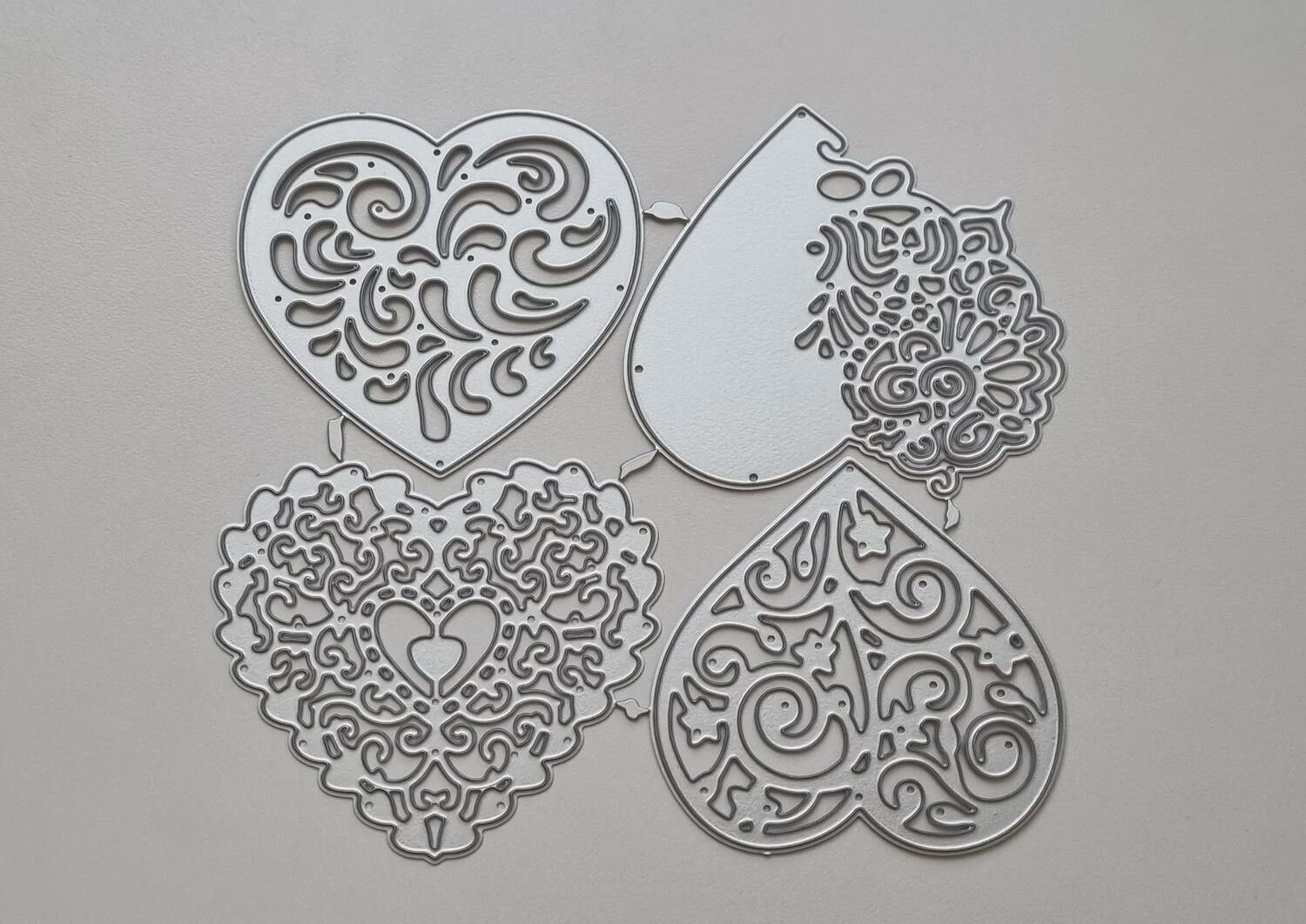 Scrapbooking, dies, cutting dies (hjärtan, 4 st)