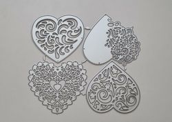 Scrapbooking, dies, cutting dies (hjärtan, 4 st)