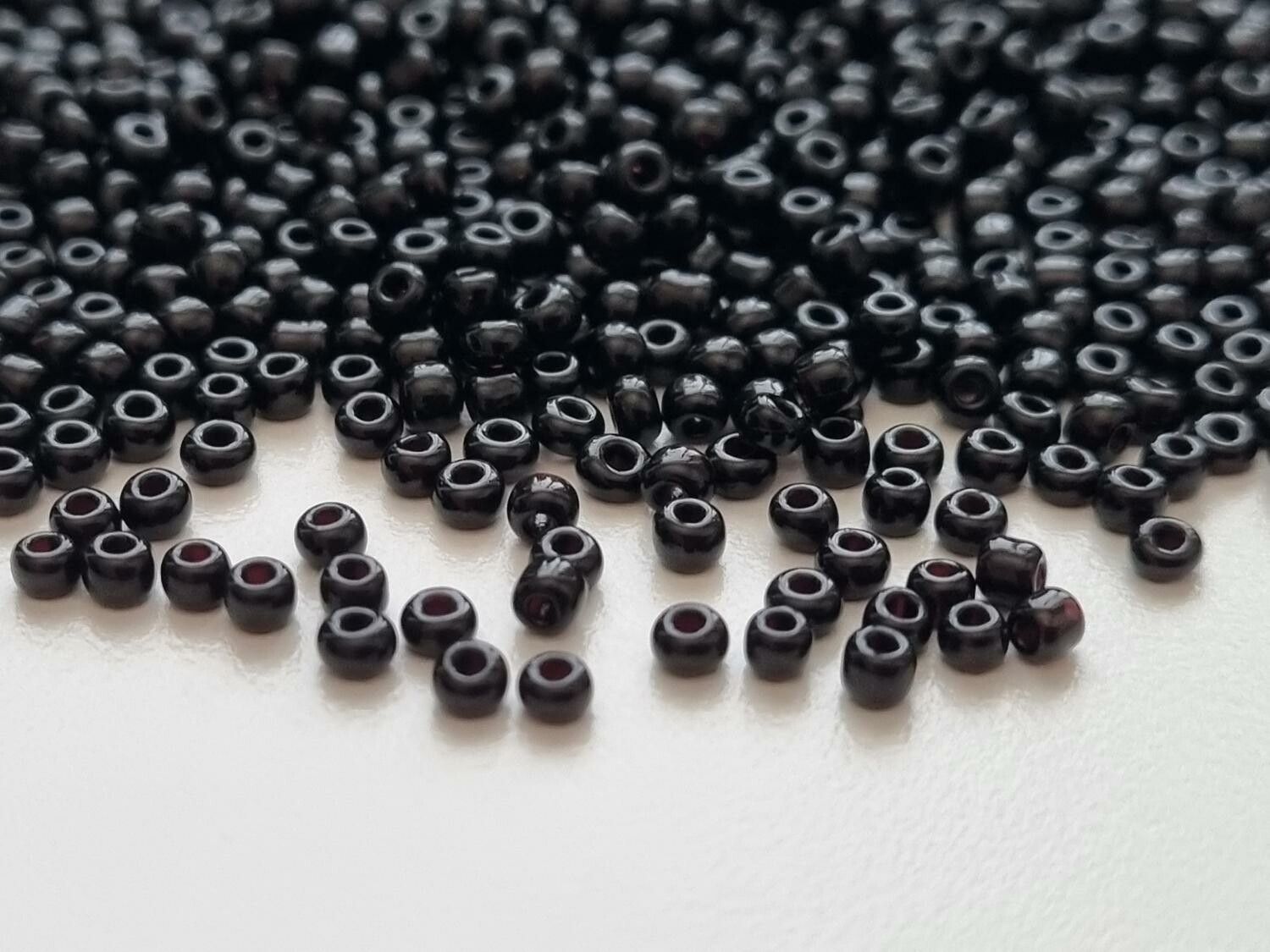1000 små pärlor, fröpärlor, glaspärlor (2 mm) - Svarta