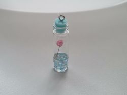 1 st glasflaska miniatyr, miniflaska till dockskåp, tittskåp (blå)