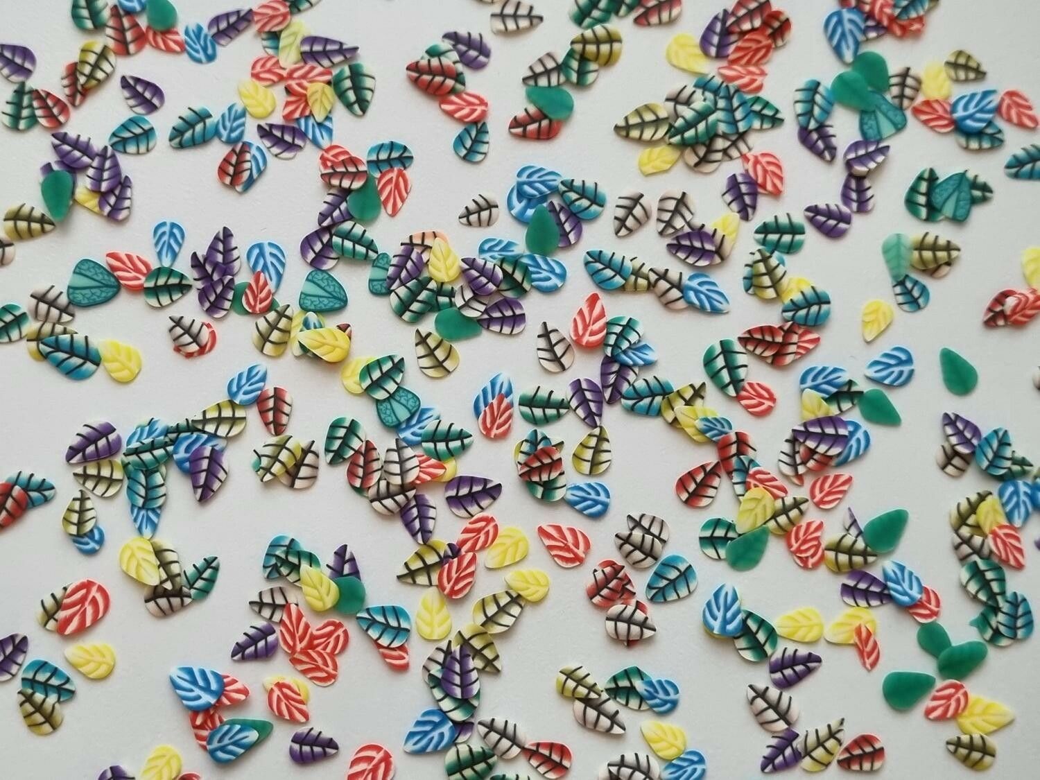 1000 st små löv av mjuk lera, polymerlera för scrapbooking