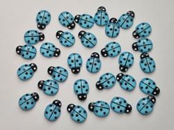 25 st nyckelpigor i resin, miniatyrer (blå)
