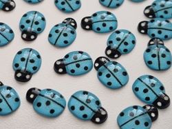 25 st nyckelpigor i resin, miniatyrer (blå)