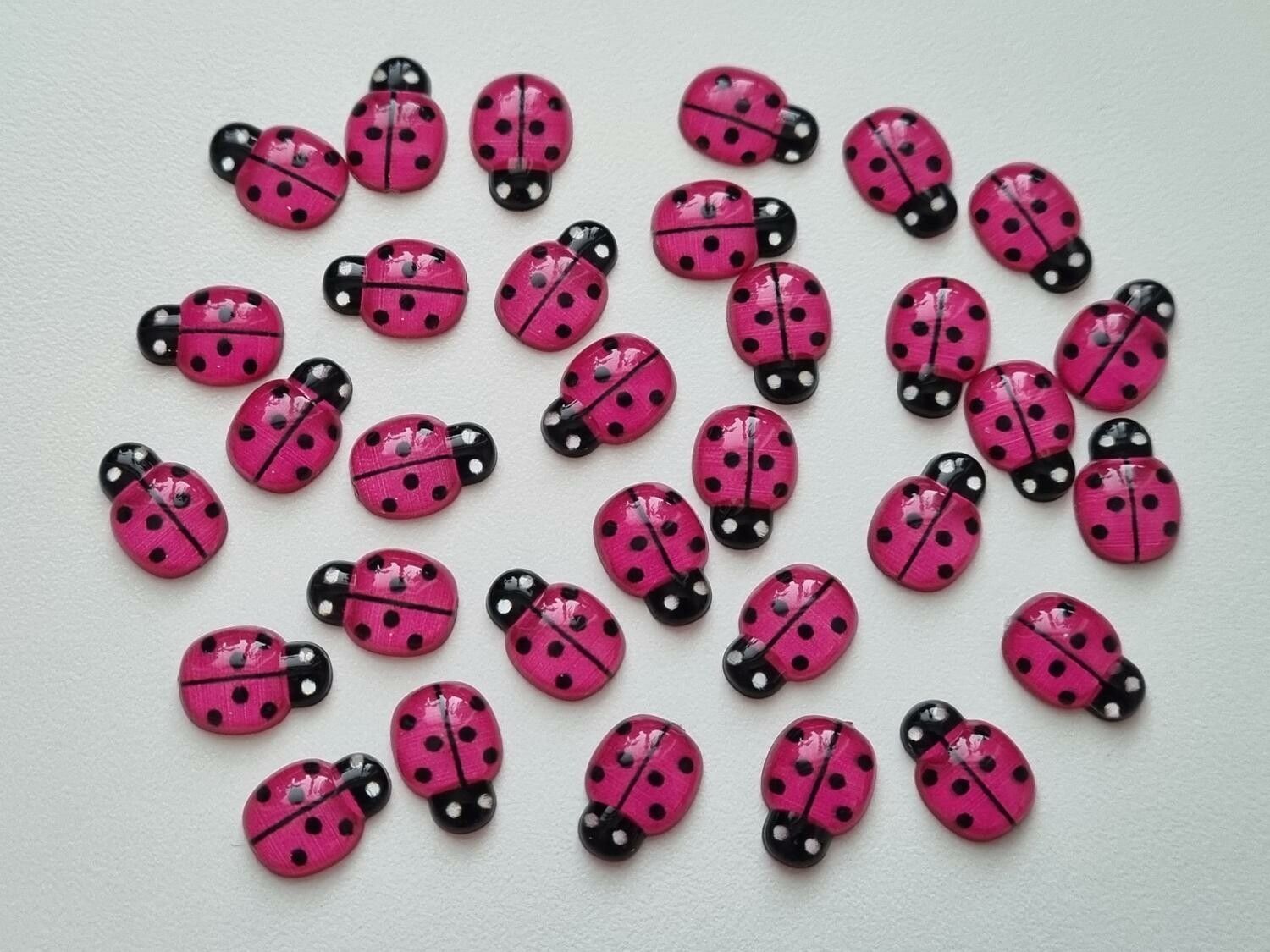 25 st nyckelpigor i resin, miniatyrer (cerise)