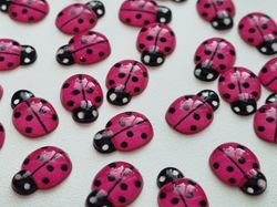 25 st nyckelpigor i resin, miniatyrer (cerise)