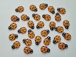 25 st nyckelpigor i resin, miniatyrer (orange)