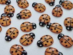 25 st nyckelpigor i resin, miniatyrer (orange)