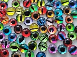 100 st drakögon kattögon i glas, glasinfattningar, miniatyrer (6 mm)