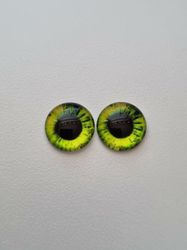 2 st drakögon kattögon i glas, glasinfattningar, cabochoner (12 mm)