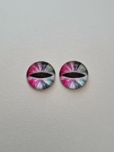 2 st drakögon kattögon i glas, glasinfattningar, cabochoner (12 mm)