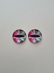 2 st drakögon kattögon i glas, glasinfattningar, cabochoner (12 mm)