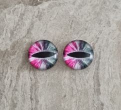 2 st drakögon kattögon i glas, glasinfattningar, cabochoner (12 mm)
