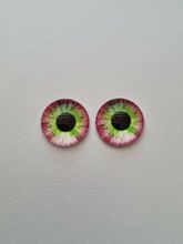 2 st drakögon kattögon i glas, glasinfattningar, cabochoner (12 mm)
