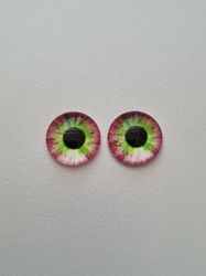 2 st drakögon kattögon i glas, glasinfattningar, cabochoner (12 mm)