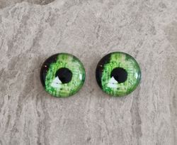 2 st drakögon kattögon i glas, glasinfattningar, cabochoner (12 mm)