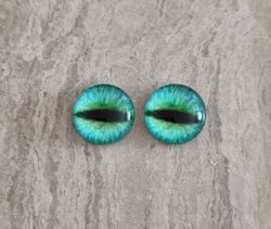 2 st drakögon kattögon i glas, glasinfattningar, cabochoner (12 mm)