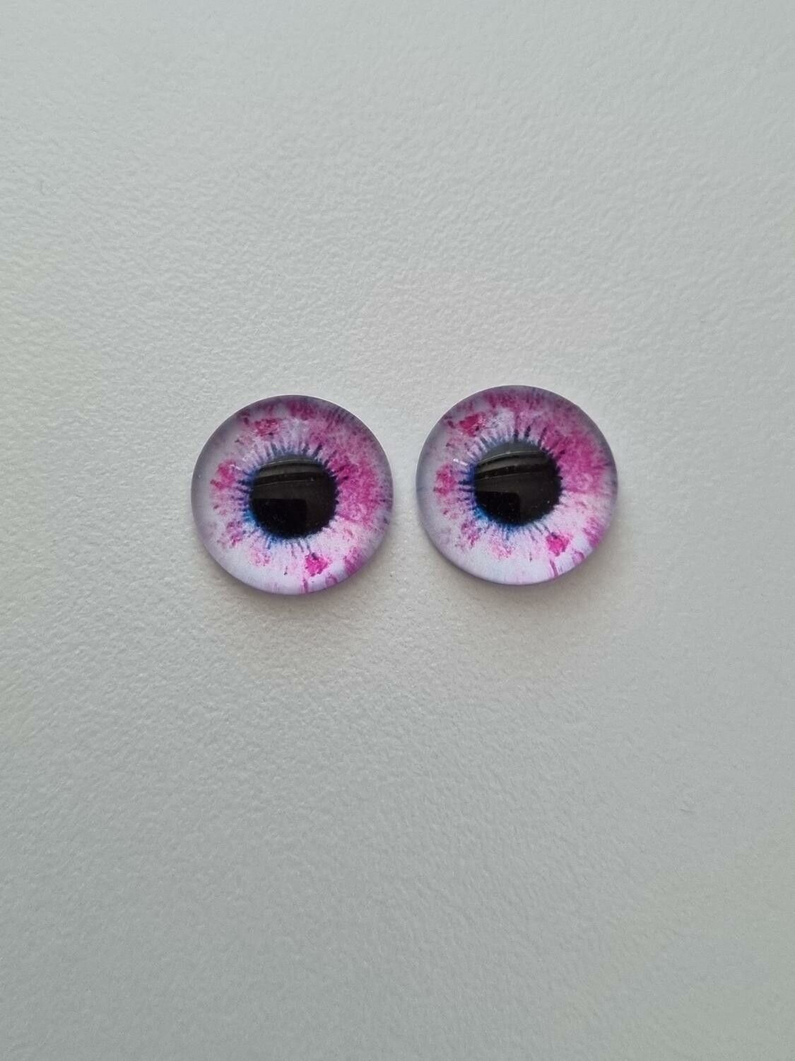 2 st drakögon kattögon i glas, glasinfattningar, cabochoner (12 mm)