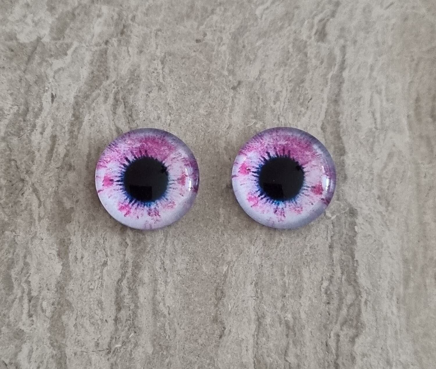 2 st drakögon kattögon i glas, glasinfattningar, cabochoner (12 mm)