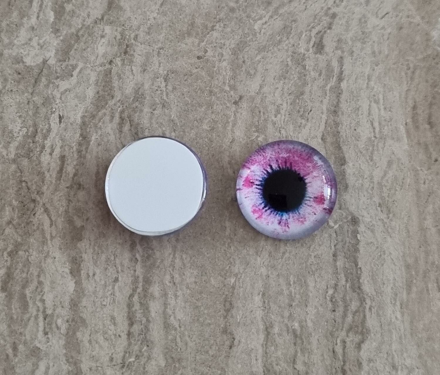 2 st drakögon kattögon i glas, glasinfattningar, cabochoner (12 mm)