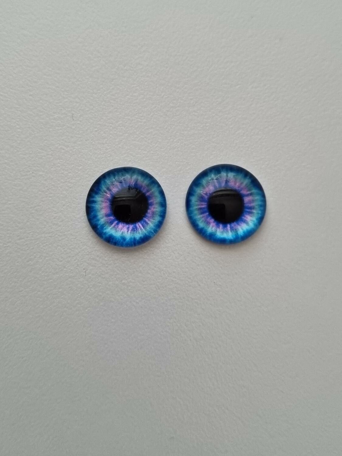 2 st drakögon kattögon i glas, glasinfattningar, cabochoner (12 mm)