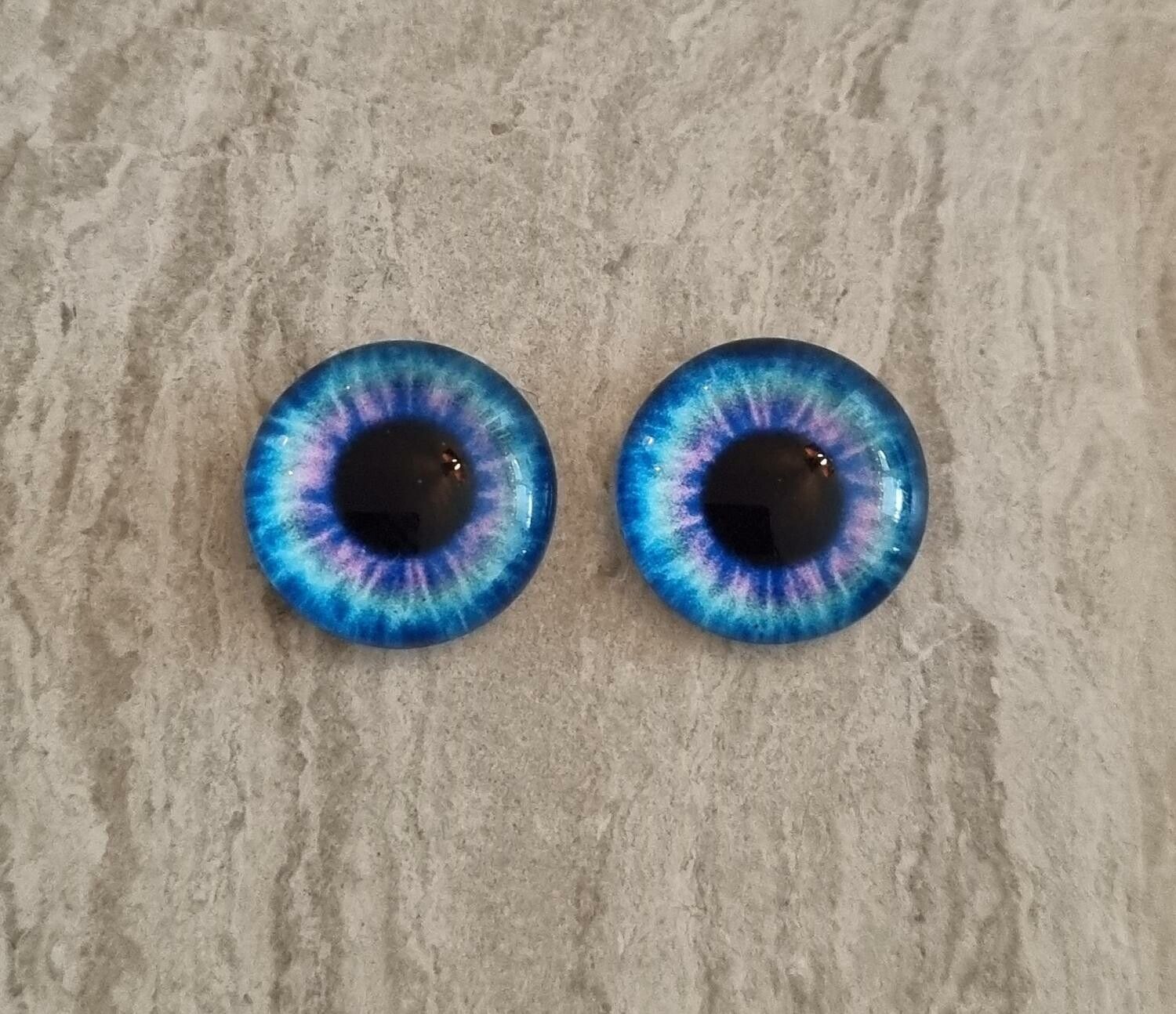 2 st drakögon kattögon i glas, glasinfattningar, cabochoner (12 mm)