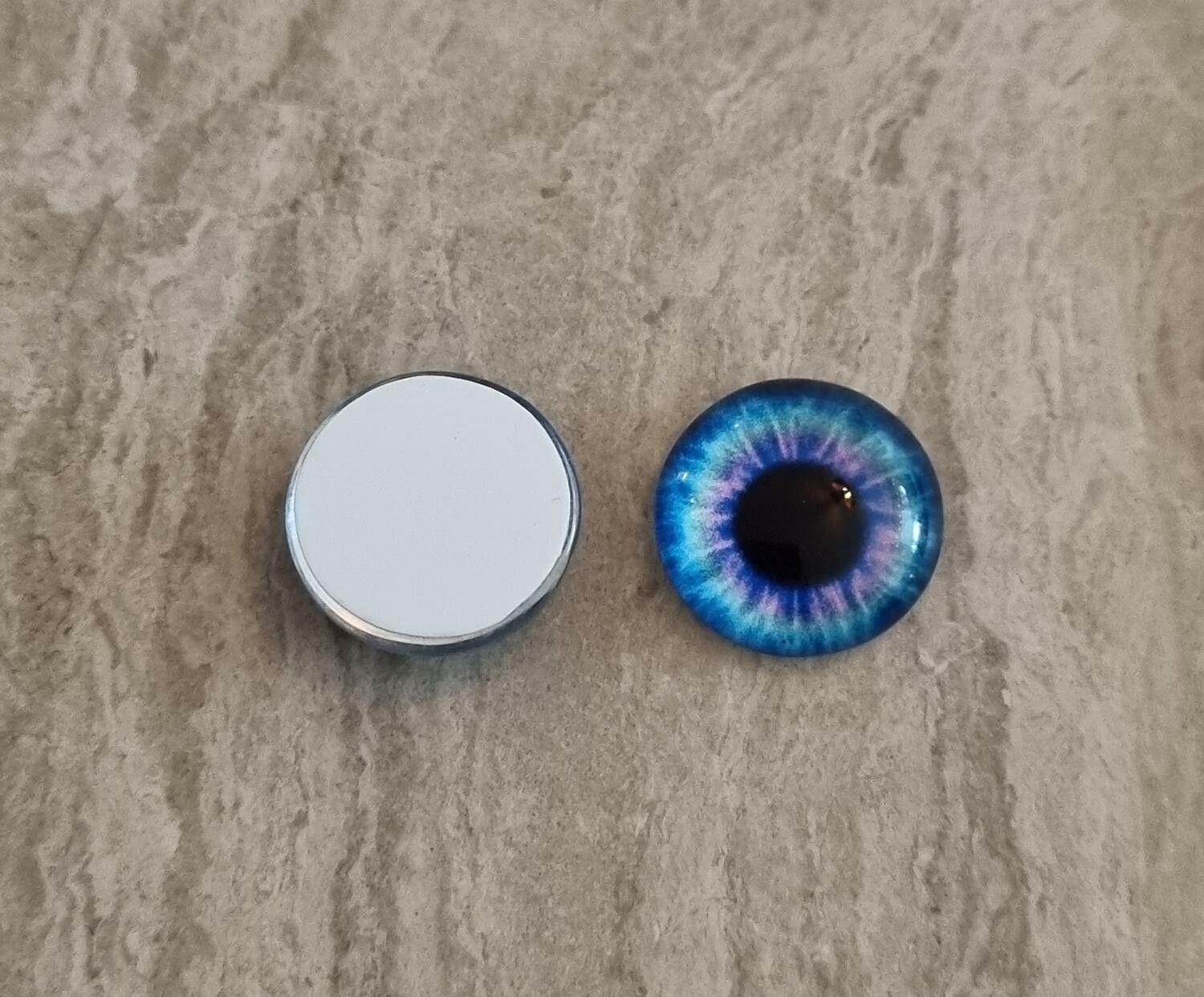 2 st drakögon kattögon i glas, glasinfattningar, cabochoner (12 mm)