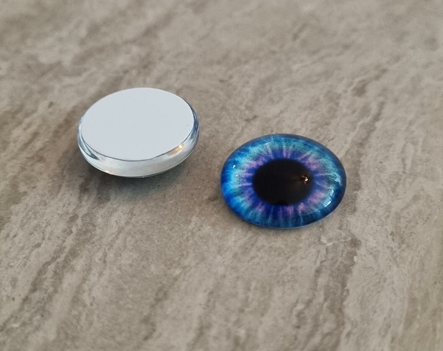 2 st drakögon kattögon i glas, glasinfattningar, cabochoner (12 mm)