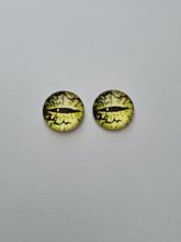 2 st drakögon kattögon i glas, glasinfattningar, cabochoner (12 mm)