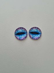 2 st drakögon kattögon i glas, glasinfattningar, cabochoner (12 mm)