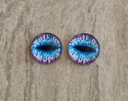 2 st drakögon kattögon i glas, glasinfattningar, cabochoner (12 mm)