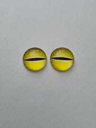 2 st drakögon kattögon i glas, glasinfattningar, cabochoner (12 mm)