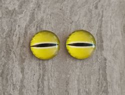 2 st drakögon kattögon i glas, glasinfattningar, cabochoner (12 mm)