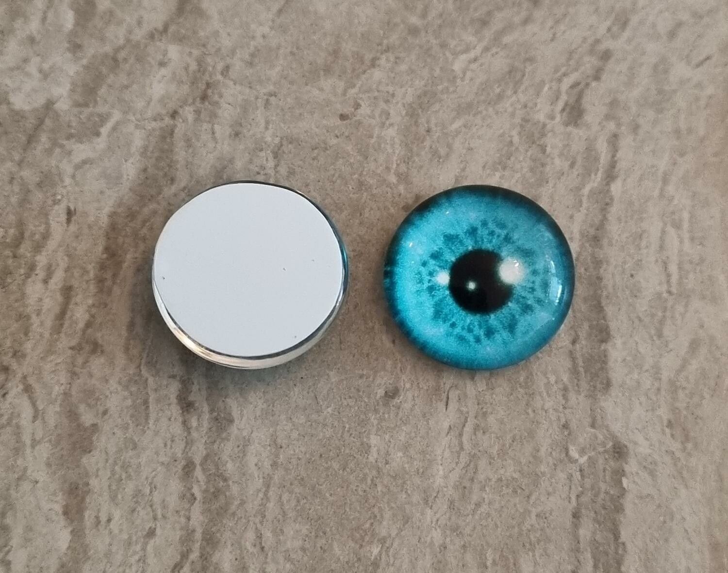 2 st drakögon kattögon i glas, glasinfattningar, cabochoner (12 mm)