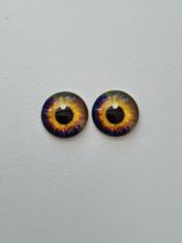 2 st drakögon kattögon i glas, glasinfattningar, cabochoner (12 mm)