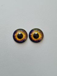 2 st drakögon kattögon i glas, glasinfattningar, cabochoner (12 mm)