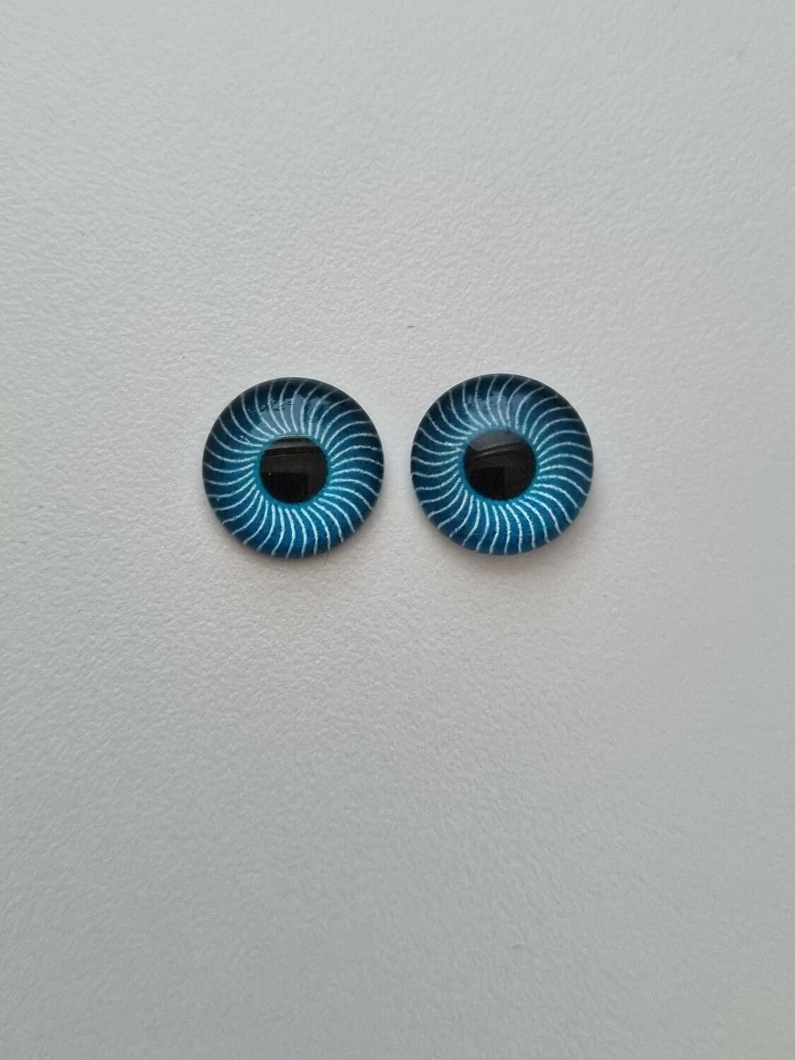 2 st drakögon kattögon i glas, glasinfattningar, cabochoner (12 mm)
