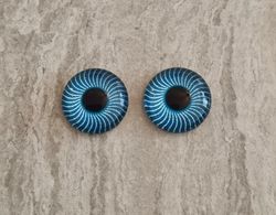 2 st drakögon kattögon i glas, glasinfattningar, cabochoner (12 mm)